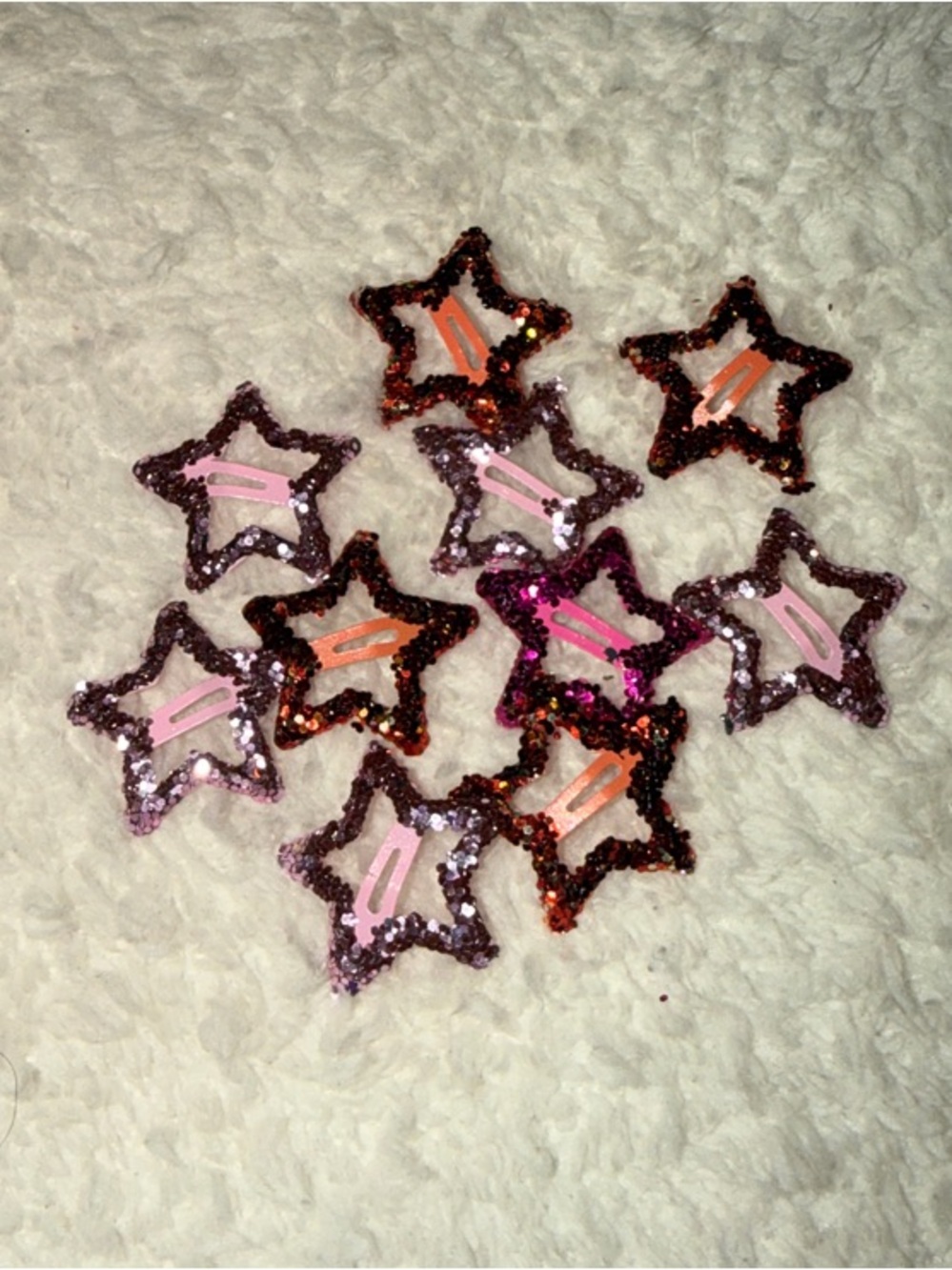 Sparkle Star Hair Clips - Pink Glitter Stars